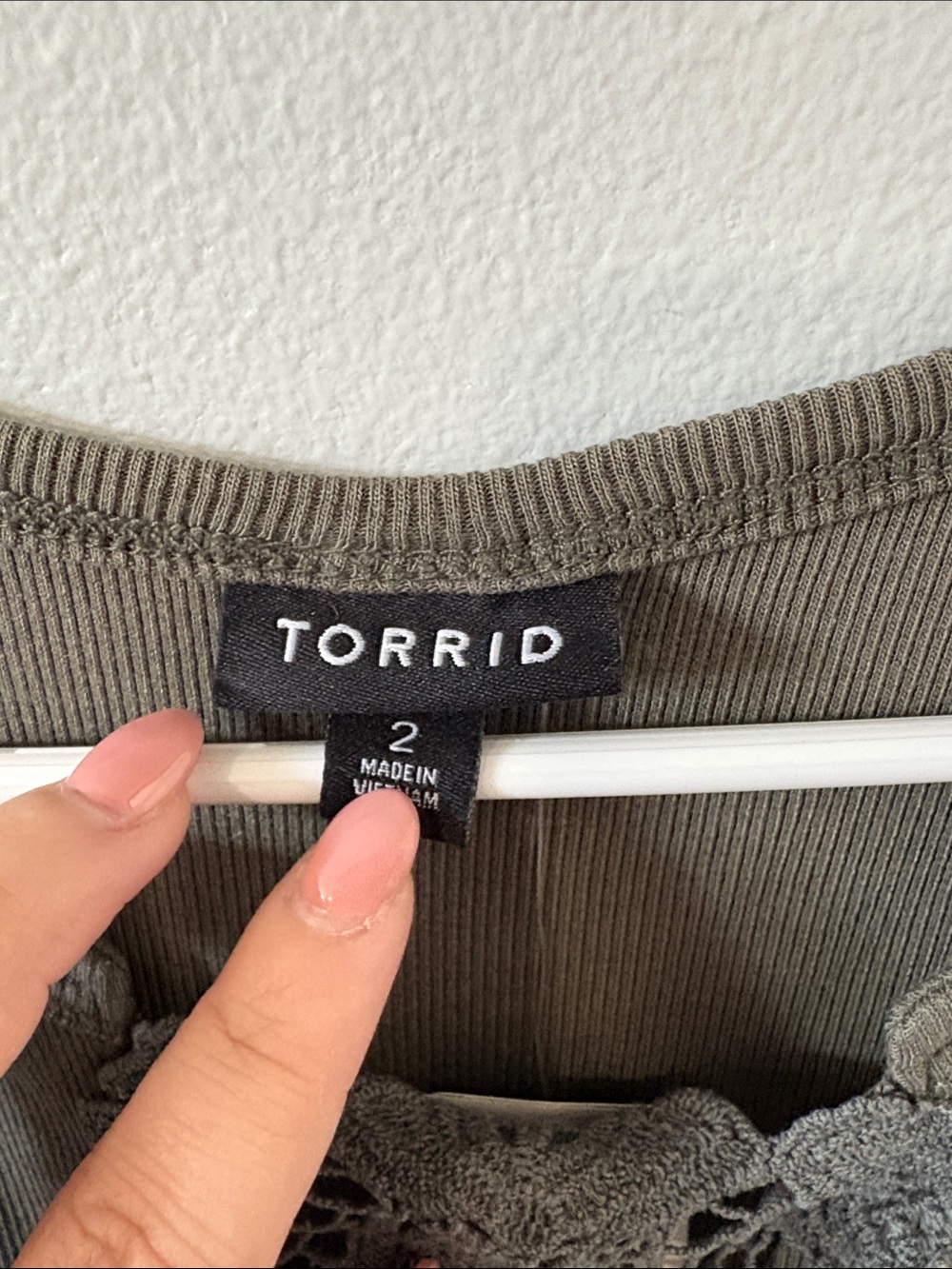 Torrid • Cotton Modal Rib Notch Neck Crochet Inset Tank - Picture 4 of 7
